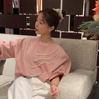 半袖Tシャツビーズ付きシンプルコーデしやすいトップス