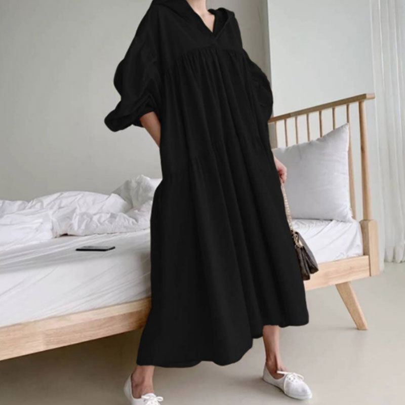 フード付きカジュアルワンピース