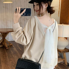 画像をギャラリービューアに読み込む, 後ろリボンレース切替スウェットトップス
