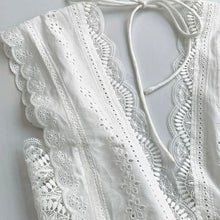 画像をギャラリービューアに読み込む, レース刺繍 Vネック ノースリーブ デートワンピース（ベスト付き）お出かけ デート 旅行 リゾート 結婚式
