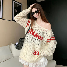 画像をギャラリービューアに読み込む, ケーブルニット透かし彫りトップス
