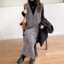 画像をギャラリービューアに読み込む, チェック柄Ｖネックベストワンピースカジュアルワンピース
