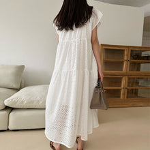 画像をギャラリービューアに読み込む, 透かし彫りレースフレンチ袖ワンピースデートワンピース
