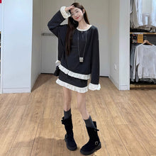 画像をギャラリービューアに読み込む, フリル裾長袖トップス＆ミニスカートセットアップ
