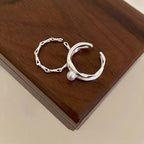 3 本組 リングセット リボン / パール / チェーン シルバーカラー 可愛いアクセサリー