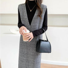 画像をギャラリービューアに読み込む, チェック柄Ｖネックベストワンピースカジュアルワンピース
