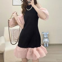 画像をギャラリービューアに読み込む, パフスリーブフレア裾デートワンピース大人かわいいワンピース

