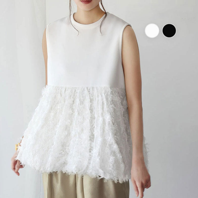 ノースリーブ切替Tシャツトップス