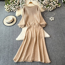 画像をギャラリービューアに読み込む, パフスリーブニットセーター＆ロングスカートセットアップ
