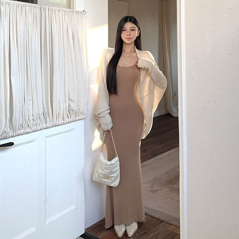 ニットカーディガン オフショル風 ルーズシルエット 薄手 長袖 肩掛け風 ゆったり4 色展開
