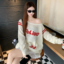 画像をギャラリービューアに読み込む, ケーブルニット透かし彫りトップス
