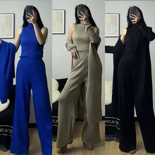 画像をギャラリービューアに読み込む, ニットベスト＆カーディガン＆カジュアルパンツ3点セットアップ
