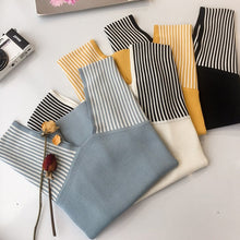 画像をギャラリービューアに読み込む, ストライプ柄フレンチ袖ニットトップス
