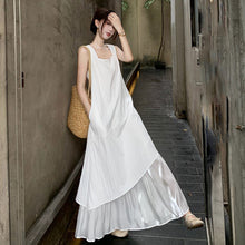 画像をギャラリービューアに読み込む, 重ね風フレア裾切替ベストワンピースカジュアルワンピース
