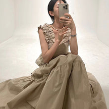 画像をギャラリービューアに読み込む, ギャザーフリルサスペンダーワンピースエレガンスデートワンピース
