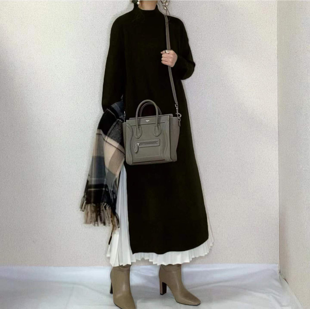 黒スリットワンピース＆プリーツスカートセットアップ