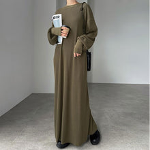 画像をギャラリービューアに読み込む, 無地シンプルコーデカジュアルワンピーススリット
