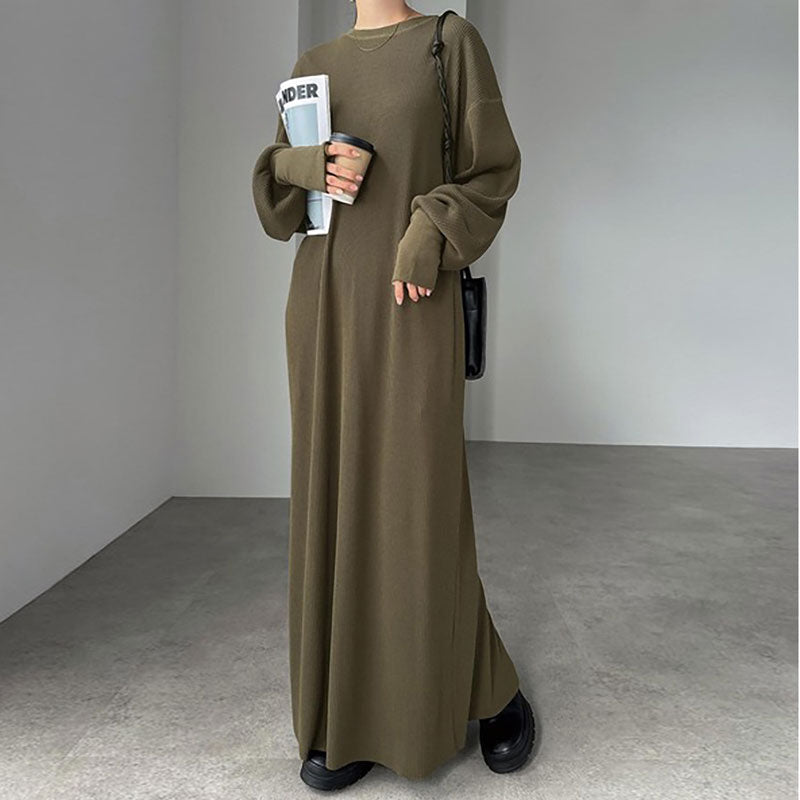 無地シンプルコーデカジュアルワンピーススリット