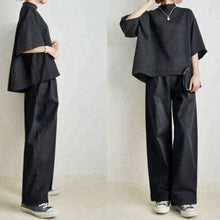 画像をギャラリービューアに読み込む, リゾート黒トップス＆カジュアルパンツセットアップ
