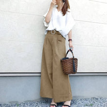 画像をギャラリービューアに読み込む, 白シャツトップス＆ハイウエストカジュアルパンツセットアップ（ベルト付き）
