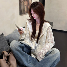 画像をギャラリービューアに読み込む, レースフード付きカーディガンアウター
