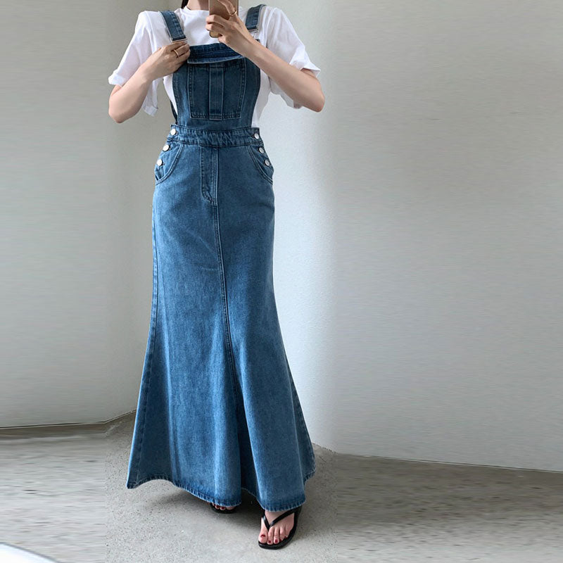 デニムサスペンダーワンピース