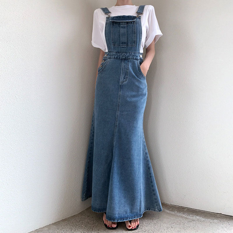 デニムサスペンダーワンピース