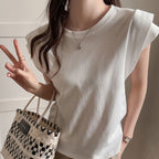 フレンチ袖無地シンプルコーデTシャツトップス