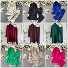 画像をギャラリービューアに読み込む, ニットベスト＆カーディガン＆カジュアルパンツ3点セットアップ
