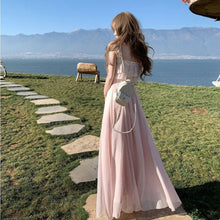 画像をギャラリービューアに読み込む, レディース キャミソールワンピース フリル ロング丈 大人可愛い デート 旅行
