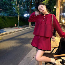 画像をギャラリービューアに読み込む, 配色キリカｒニットセーター＆プリーツスカートセットアップ
