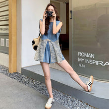 画像をギャラリービューアに読み込む, デニムレース切替ベスト＆ショートパンツセットアップ
