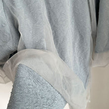 画像をギャラリービューアに読み込む, パフスリーブ半袖メッシュ切替Tシャツトップス
