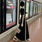 シンプルコーデ半袖カジュアルワンピースストライプ柄