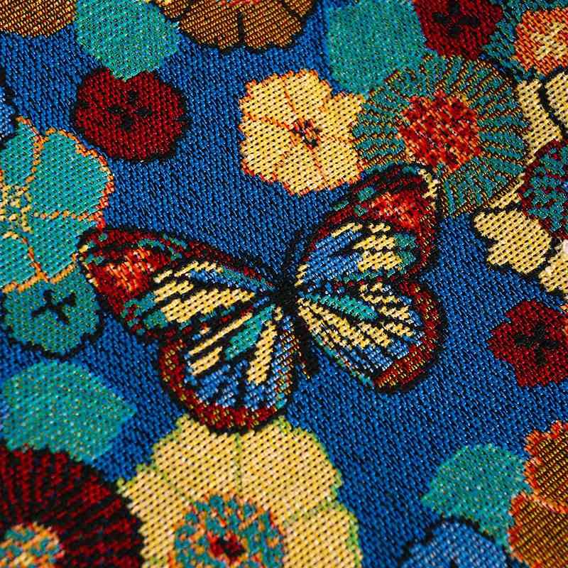 刺繍花柄蝶プリントスリットスカートボトムス