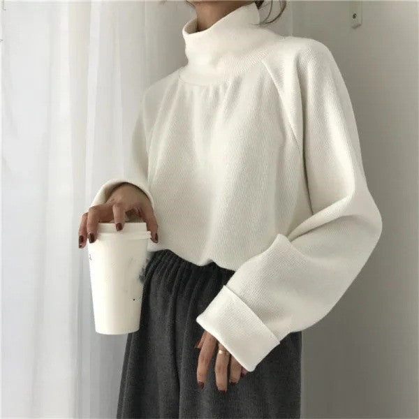 ハイネック無地シンプルコーデトップスインナー
