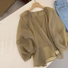 画像をギャラリービューアに読み込む, シースルーブラウスレトロトップス
