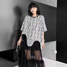 画像をギャラリービューアに読み込む, 不規則デザインレース花柄Tシャツトップス
