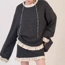 画像をギャラリービューアに読み込む, フリル裾長袖トップス＆ミニスカートセットアップ
