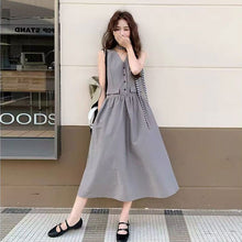 画像をギャラリービューアに読み込む, Vネックノースリーブベストワンピース高級感デートワンピース
