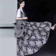 画像をギャラリービューアに読み込む, 白プリントTシャツ＆花柄サスベンダーワンピースセットアップ
