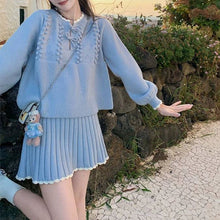 画像をギャラリービューアに読み込む, 配色キリカｒニットセーター＆プリーツスカートセットアップ
