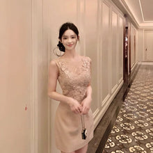 画像をギャラリービューアに読み込む, レディース 花柄レース タイトワンピ ミニ丈 エレガント お呼ばれ パーティー
