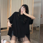 無地半袖メッシュ切替半袖Tシャツトップス