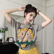 画像をギャラリービューアに読み込む, ガールズかわいいプリントニットトップス2カラー選択
