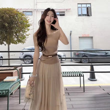 画像をギャラリービューアに読み込む, オフショルダー ニット ロングスカート セットアップ レディース ぺチハイ ウエストマーク きれいめ デート
