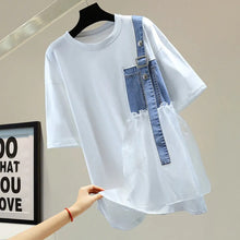 画像をギャラリービューアに読み込む, デニムポケット切替半袖Tシャツメッシュ切替トップス

