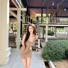 画像をギャラリービューアに読み込む, レディース レース ミニワンピース タイト ベージュ 大人可愛い デート パーティー
