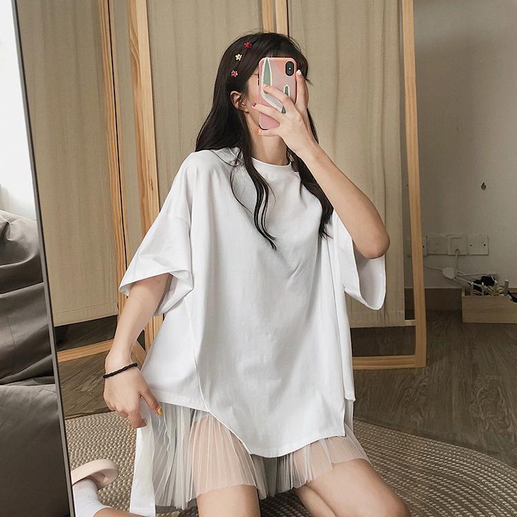 無地半袖メッシュ切替半袖Tシャツトップス