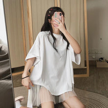 画像をギャラリービューアに読み込む, 無地半袖メッシュ切替半袖Tシャツトップス
